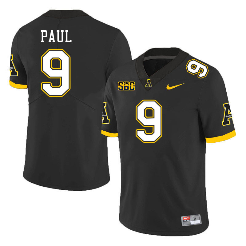 Men #9 Jarrett Paul Appalachian State Mountaineers College Football Jerseys Stitched Sale-Black - Click Image to Close